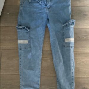 Women's Light Blue Cargo Jeans